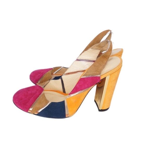 Marskinryyppy Suede Multicolored Slingback Heels, Size 39 - Picture 1 of 7